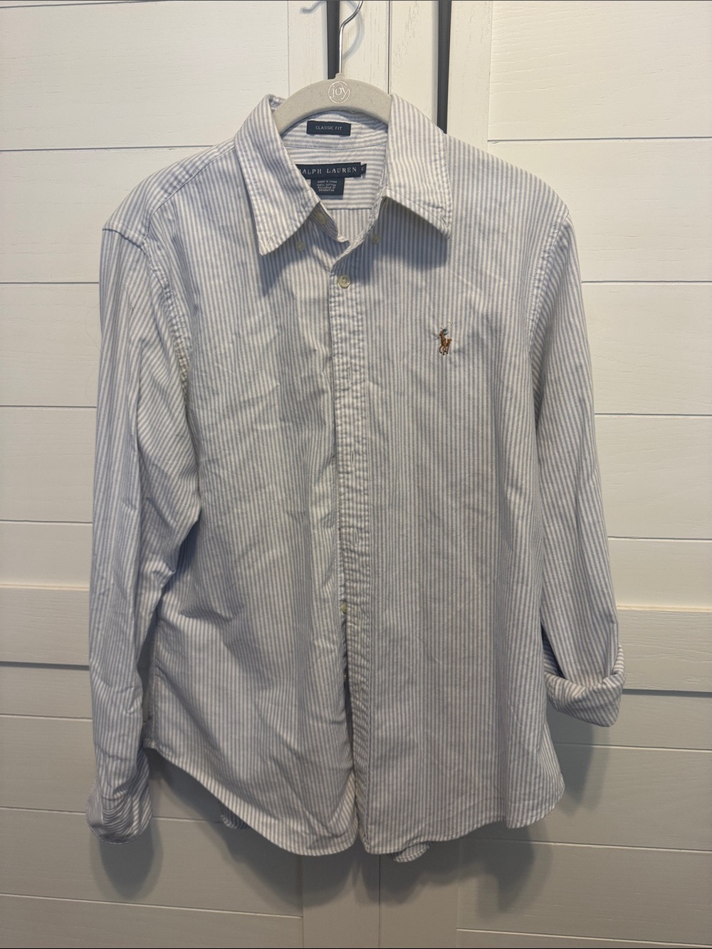 Ralph Lauren Light Blue & White Striped Button-Down Shirt